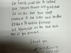 Note of thanks