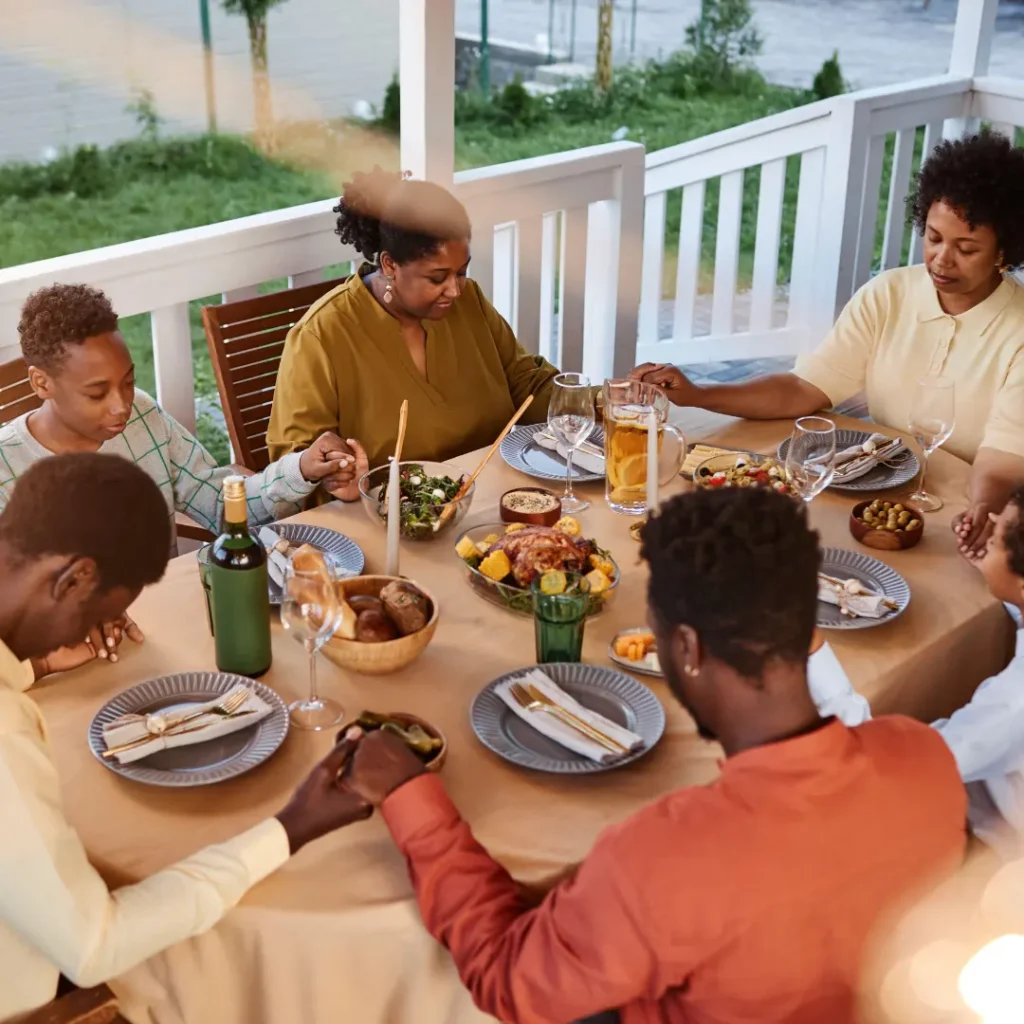 family eating a meal together
